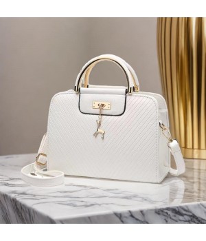 2024 Vintage Chic Women's Fashion Shoulder Messenger Bag Small Square PU Leather Zipper Closure Solid Color Polyester Lining