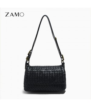 2024 new ladies bag Vintage Fashion Genuine leather handbags women's Small square bag Woven Armpit shoulder bags